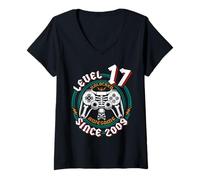 Women's Level 17 Unlocked Awesome Since 2009 17th Birthday Gamer Tee V-Neck T-Shirt