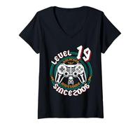 Womens Level 19 Unlocked Awesome Since 2006, Gamer 19th Birthday V-Neck T-Shirt
