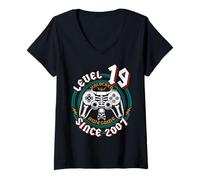 Women's Level 19 Unlocked Awesome Since 2007 19th Birthday Gamer Tee V-Neck T-Shirt