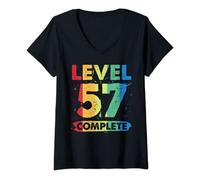 Womens Level 57 Complete 57th wedding anniversary 57 years V-Neck T-Shirt