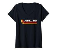 Women's Level 83 | Vintage Gamers 83rd Oldschool Aesthetic Birthday V-Neck T-Shirt