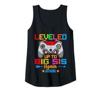 Womens Leveled Up To Big Sis Again 2026 Gamer Big Sister Sibling Tank Top