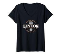 Womens Leyton Waltham Forest England Coordinates Label 2C V-Neck T-Shirt