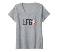 Womens LFG Rocket Stocks To The Moon V-Neck T-Shirt