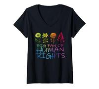 Womens LGBT Pride Month Big Fan Human Rights Flowers Rainbow Flag V-Neck T-Shirt