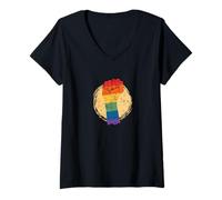Womens LGBT Rainbow Power V-Neck T-Shirt