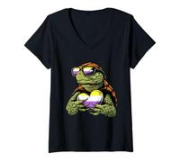 Womens LGBT Turtle Non Binary Heart Nonbinary Flag Non Binary Pride V-Neck T-Shirt