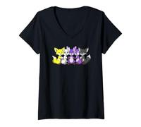 Women's LGBTQ Nonbinary Fox Rainbow Lesbian Nonbinary Pride Love V-Neck T-Shirt