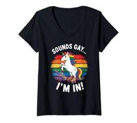 Womens LGBTQ Pride Month Gay | Sounds Gay Funny Unicorn Gay Pride V-Neck T-Shirt