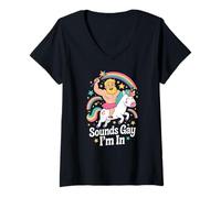 Womens LGBTQ Pride Month Gay | Sounds Gay Funny Unicorn Gay Pride V-Neck T-Shirt
