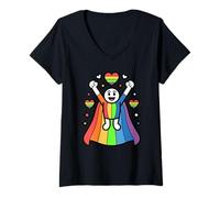 Women's LGBTQ Pride Superhero Cute Rainbow Cape Character V-Neck T-Shirt