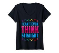 Women's LGBTQI I Can't Even Think Straight Rainbow Pride Men Women V-Neck T-Shirt