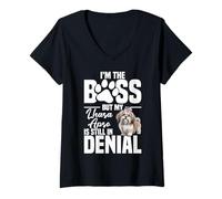 Women's Lhasa Apso Lover Puppy Lover Dog Owner The Boss Lhasa Apso V-Neck T-Shirt