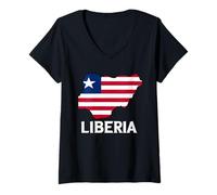 Women's Liberia Map Liberian Flag Liberian Roots Liberian Pride V-Neck T-Shirt