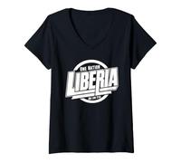 Women's Liberia One Nation One Lone Star | Bold Liberia Typography V-Neck T-Shirt