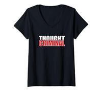 Womens Libertarian Conservative Liberty Saying Thought Criminal V-Neck T-Shirt