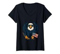 Womens Liberty Guardian Eagle Strength and Courage V-Neck T-Shirt