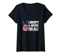 Womens Liberty & Justice For All V-Neck T-Shirt