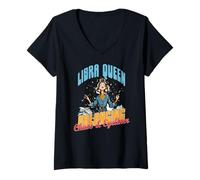 Womens Libra Queen Balancing Chaos and Eyeliner V-Neck T-Shirt