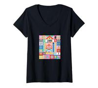 Womens Libra Zodiac Sign Bauhaus Style - Modern Astrology Art V-Neck T-Shirt