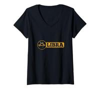 Women's Libra Zodiac Sign Elegance in Balance V-Neck T-Shirt