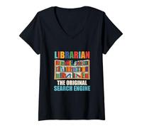 Womens Librarian Book Reading Library Bookaholic Read Reader Teach V-Neck T-Shirt