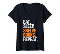 Women's Librarian Eat Sleep Routine V-Neck T-Shirt