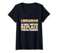 Women's Librarian Never Replace V-Neck T-Shirt