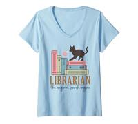 Women's Librarian The Original Search Engine Cat Books V-Neck T-Shirt