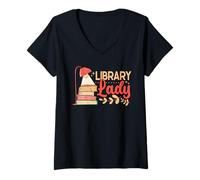 Women's Library Lady Book Reader Bookworm Book Lover Librarian V-Neck T-Shirt