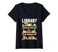 Women's Library Librarian Bookworm Booklover Book Reading V-Neck T-Shirt