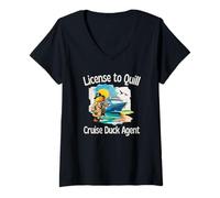 Womens License to Quill Cruise Duck Agent Spying n Hunting for Fun V-Neck T-Shirt