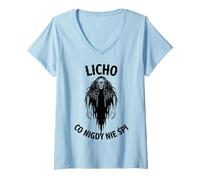 Women's Licho Polish Folklore Dark Slavic Demon Design V-Neck T-Shirt