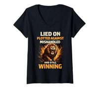 Women's Lied on Plotted Against Mishandled and Still Winning Mindset V-Neck T-Shirt