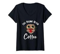 Women's Life Begins After Coffee. Life Starts After Coffee V-Neck T-Shirt
