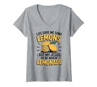 Womens Life Gave Me Some Lemons But My Jesus He Be Makin Lemonade V-Neck T-Shirt