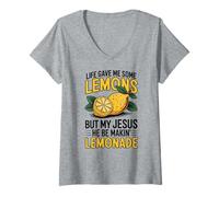 Womens Life Gave Me Some Lemons But My Jesus He Be Makin' Lemonade V-Neck T-Shirt