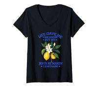 Womens Life Gave Me Some Lemons But My Jesus He Be Making Lemonade V-Neck T-Shirt