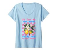 Womens Life Gave Me Some Lemons But My Jesus He Be Making Lemonade V-Neck T-Shirt