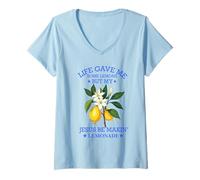 Womens Life Gave Me Some Lemons But My Jesus He Be Making Lemonade V-Neck T-Shirt