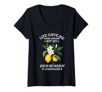 Womens Life Gave Me Some Lemons But My Jesus He Be Making Lemonade V-Neck T-Shirt