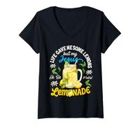 Womens Life Gave Me Some Lemons My Jesus He Be Makin' Lemonade V-Neck T-Shirt