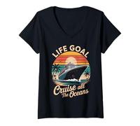Womens Life Goal Cruise All The Oceans Funny Cruising Cruise V-Neck T-Shirt