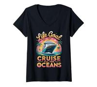 Womens Life Goal Cruise All The Oceans Funny Cruising V-Neck T-Shirt