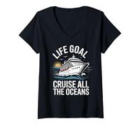 Womens Life Goal Cruise All The Oceans Funny Cruising V-Neck T-Shirt