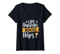 Women's Life Happens - Mimosa Helps V-Neck T-Shirt
