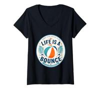 Women's Life is A Bounce Beach Days Forever Retro Summer Vacation V-Neck T-Shirt