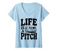 Women's Life is a Pitch Camper Adventure Quote Camping V-Neck T-Shirt