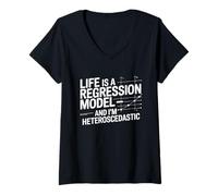 Womens Life is a Regression Model, Funny Data and Statistics V-Neck T-Shirt