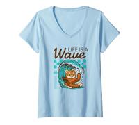 Women's Life is A Wave Funny Surfing Possum Retro Beach V-Neck T-Shirt